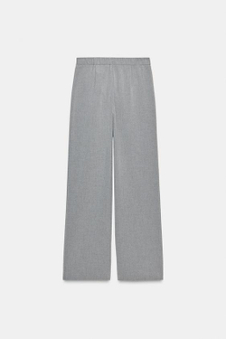 ZARA БРЮКИ ПРЯМОГО КРОЯ СО СРЕДНЕЙ ПОСАДКОЙ, СЕРЫЙ