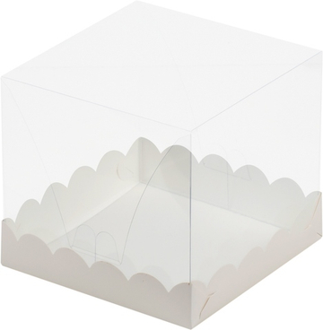 Коробка Премиум прозрачная белая "Волна" 15х15х14см.