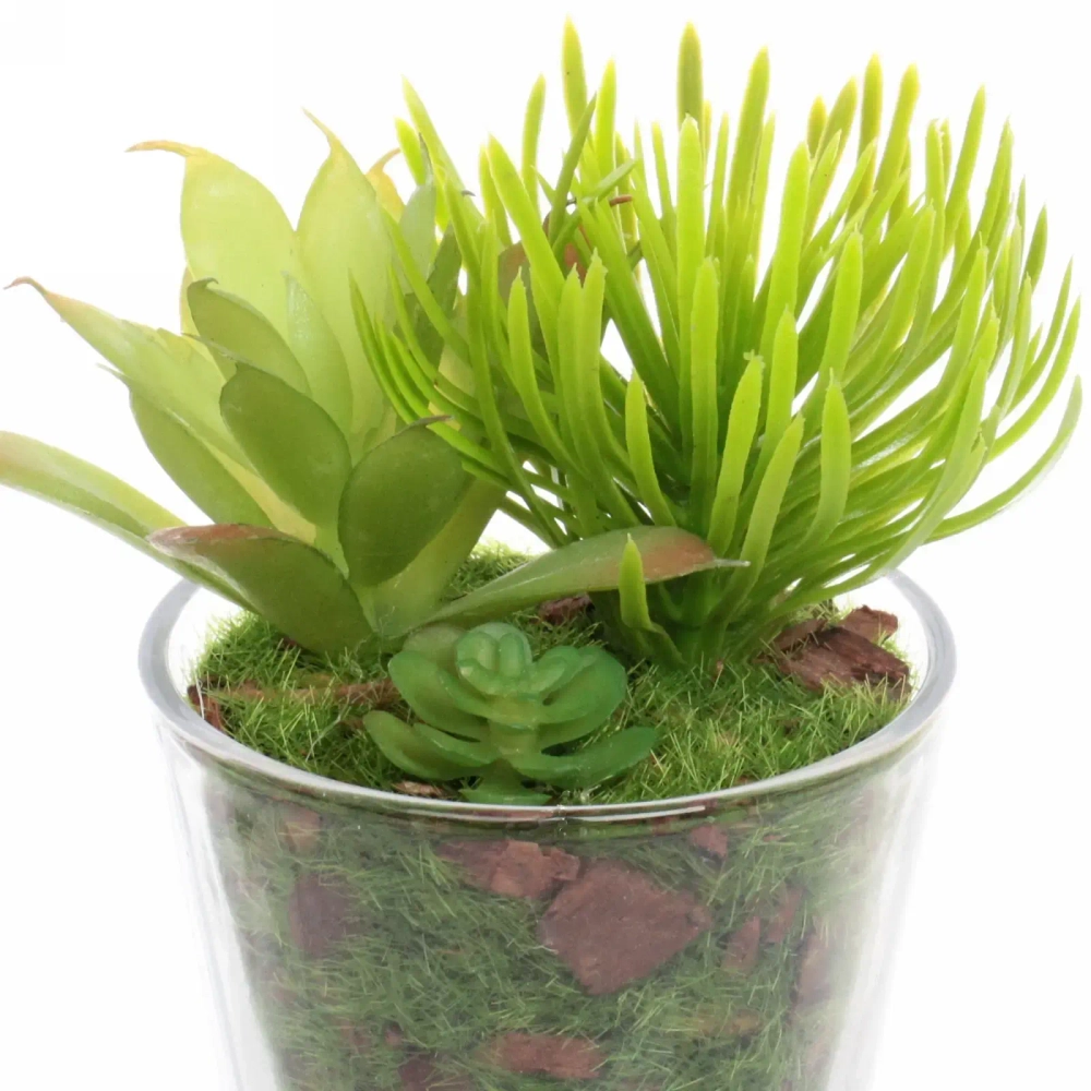 Цветок искусственный «Суккулент» 6*11см в стеклянном горшке ZPY-05