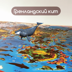 Карта мира "Животный и растительный мир" 101х69 см, интерактивная, в тубусе, ЮНЛАНДИЯ, 112373