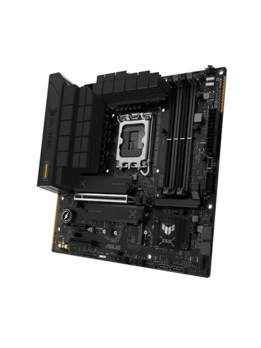 ASUS TUF GAMING B760M-PLUS WIFI II (Socket 1700, mATX, 4xDDR5(192GB),DP/HDMI, 1xPCIe 5.0x16/1xPCIe 4.0x4/1xPCIe 3.0, 1xLAN (2.5GbE), Wi-Fi, BT,4xSATA 6Gb/s, 3xM.2, 1xType-C, 3xUSB 3.2, 4xUSB 2.0)
