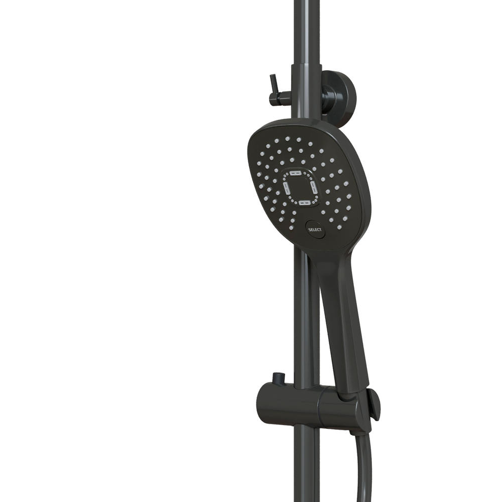 Душевая система ML33-06GR "City Graphite"(смес35К с изл+лейка3поз.+душ.шланг+тропич.душ.) ГРАФИТ