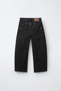 ZARA ДЖИНСЫ BALLOON С ШЛЕВКАМИ, ЧЕРНЫЙ