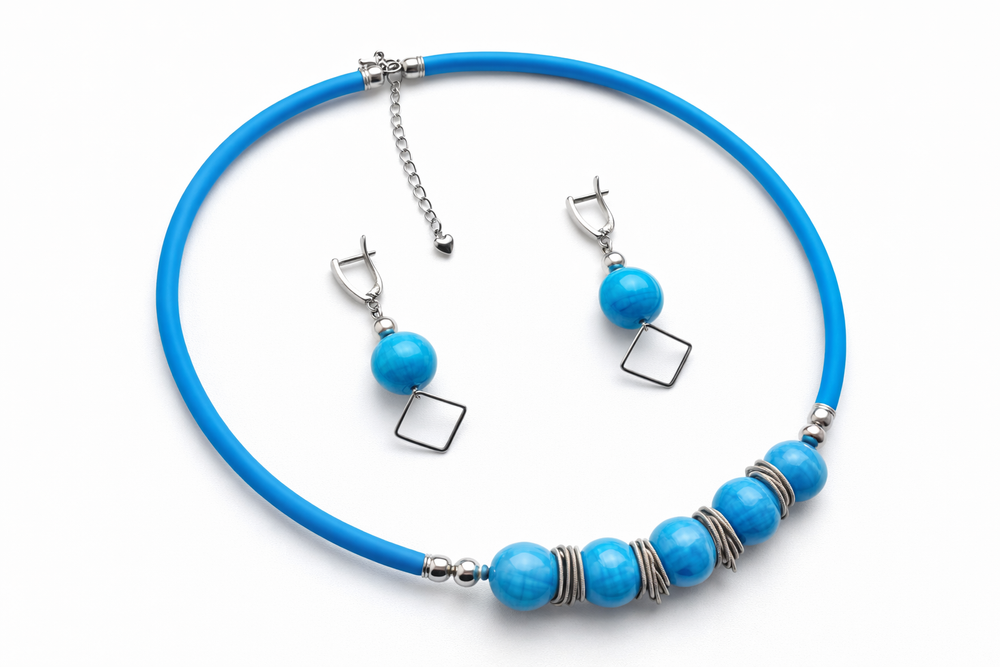 Комплект украшений из муранского стекла: колье, серьги