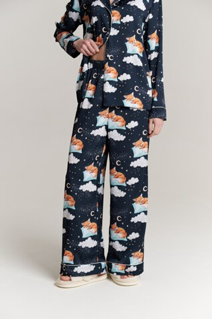 Шелковые брюки с кантом - спящие лисы