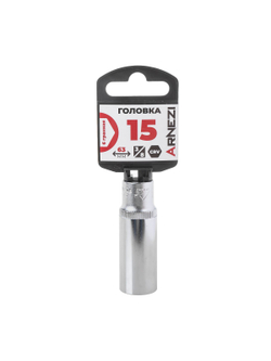 Головка 3/8" 6-и гр. 15мм удлиненная, L=63 мм на холдере Arnezi R0200115