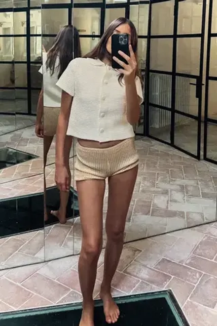 ZARA КАРДИГАН КРУПНОЙ ВЯЗКИ С КРУГЛЫМ ВОРОТНИКОМ, ЭКРЮ