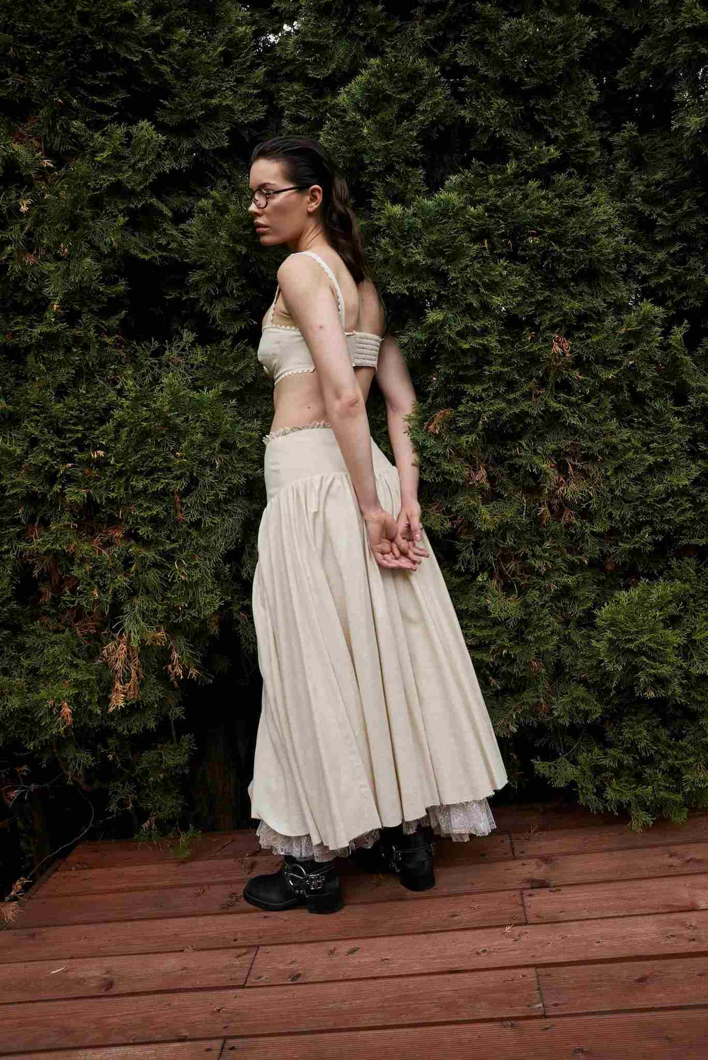 Юбка изо льна на низкой талии