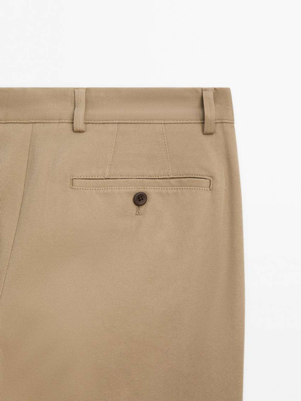 Massimo Dutti Зауженные брюки из смесового хлопка, цвет виски