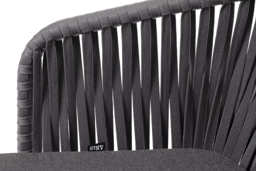 "Бордо" стул плетеный из роупа, каркас алюминий темно-серый (RAL7024) муар, роуп серый 15мм, ткань темно-серая 027