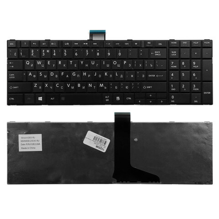 Клавиатура для ноутбука Toshiba C50, L50, C850, P870, Плоский Enter. Черная, без рамки