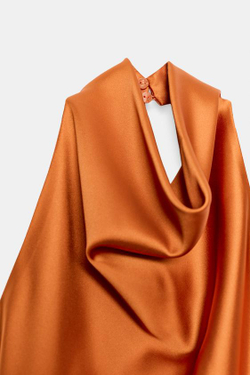 ZARA АТЛАСНЫЙ ТОП С ГОРЛОВИНОЙ ХАЛТЕР, ОРАНЖЕВЫЙ