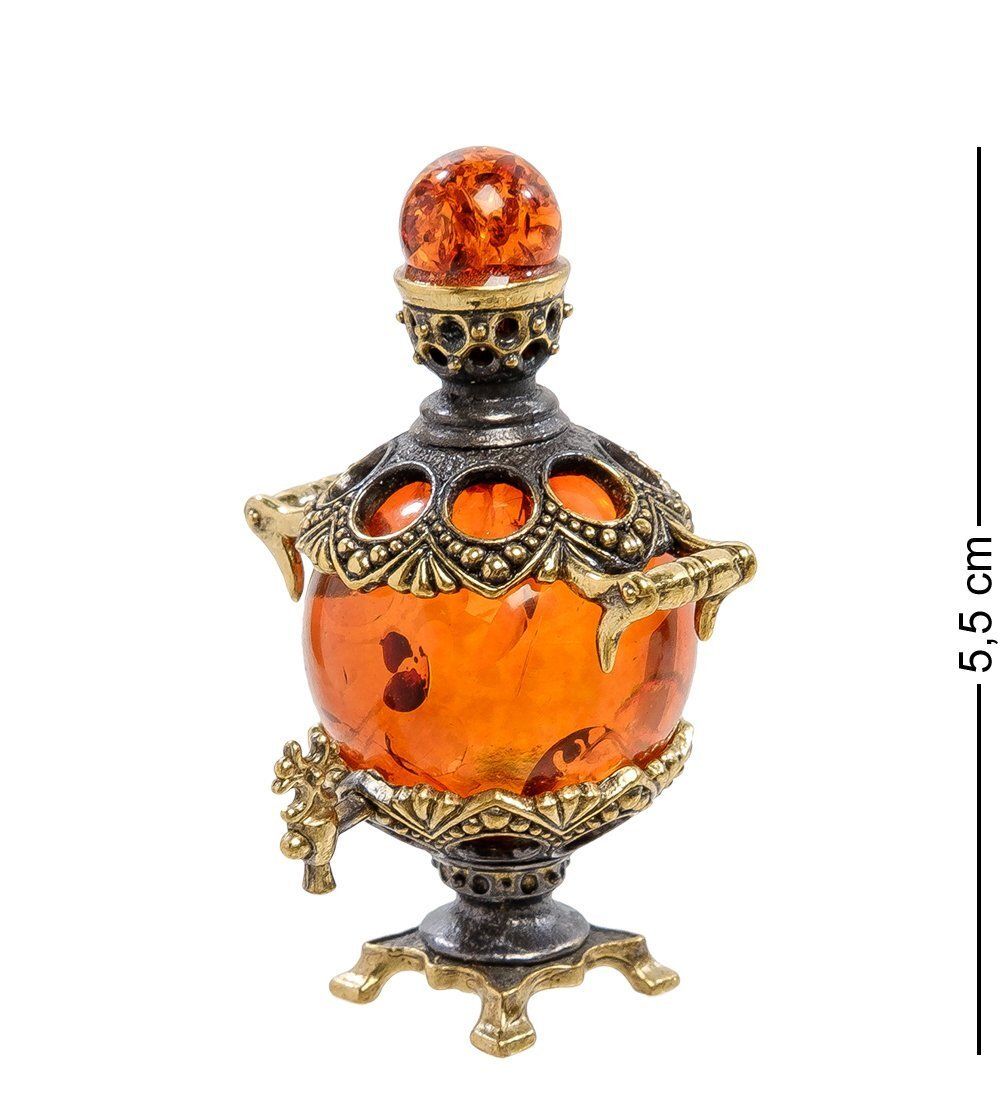 Народные промыслы AM-2182 Фигурка «Самовар расписной» (латунь, янтарь)