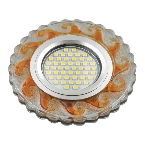 DLS-L139 GU5.3 GLASSY/TEA Светильник декоративный встраиваемый, серия Luciole. Без лампы, GU5.3. Доп. светодиодная подсветка 3Вт. Стекло. Зеркальный/п