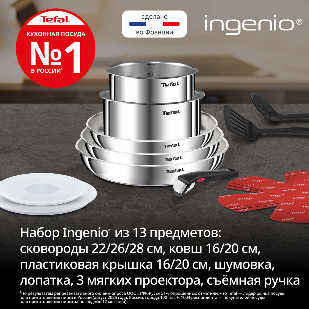 Набор посуды со съемной ручкой 13 предметов Tefal Ingenio Emotion L896SD04