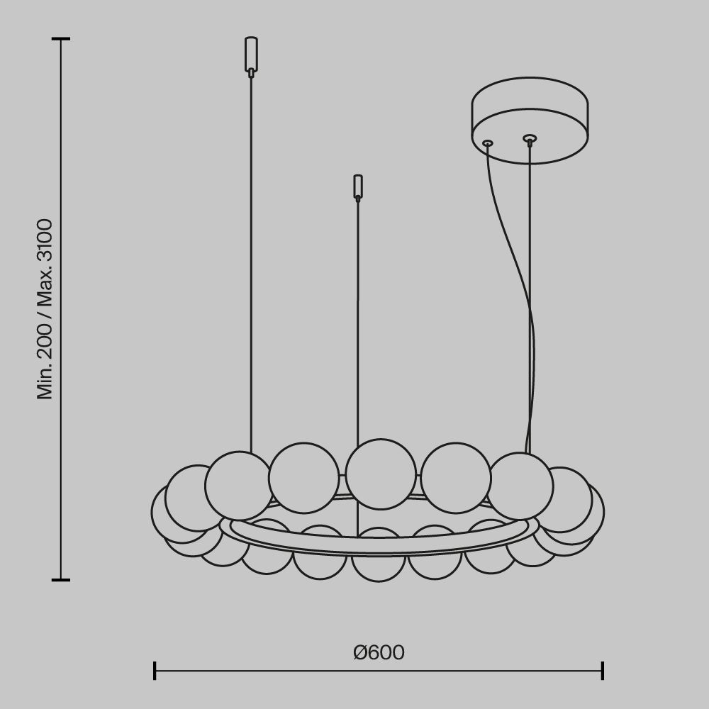 Люстра подвесная светодиодная Maytoni   MOD331PL-L32BS3K