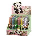 Ручка шариковая с текстовыделителем, автоматическая, Basir, синие чернила, серия "Панда", с поворотным механизмом и брелоком