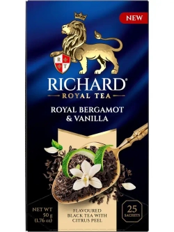 Чай в пакетиках Richard Royal с ароматом бергамота, цедрой цитруса и ноткой ванили, черный, 25 шт