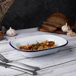 Блюдо для подачи 24,7*18,5 см h5 см 1000 мл Blue Rim эмалированая сталь SUNNEX [1]