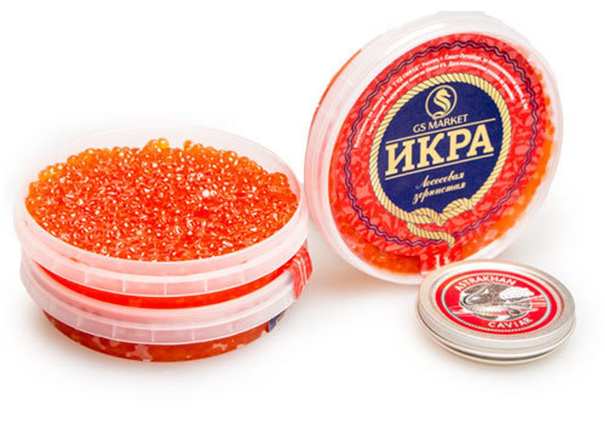 Икра красная горбуши, 3*190г + Икра черная "Астрахань", 30г