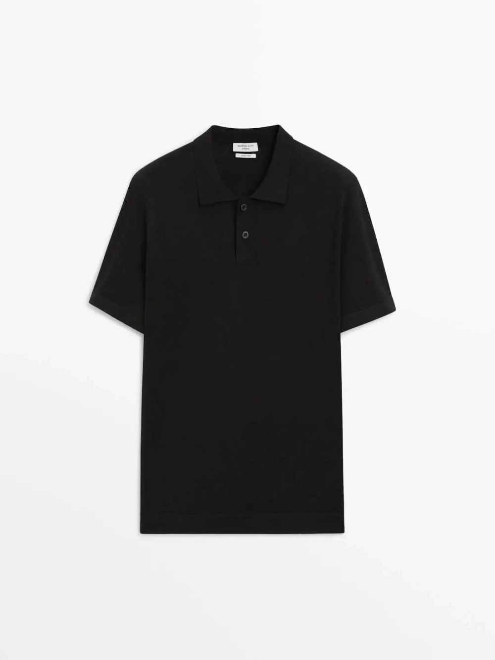 Massimo Dutti Футболка-поло с короткими рукавами, черный