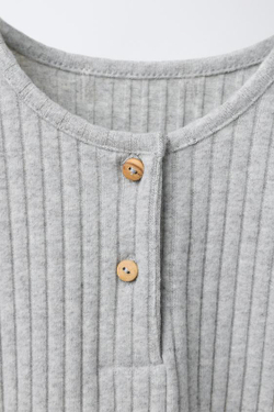 ZARA БОДИ В РУБЧИК ИЗ МЯГКОЙ ТКАНИ, СЕРЫЙ