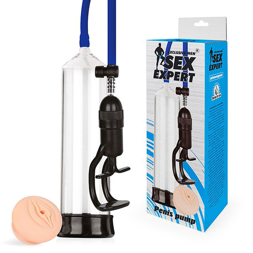 Прозрачная вакуумная помпа с ручным поршнем Bior Toys Sex Expert SEM-55163