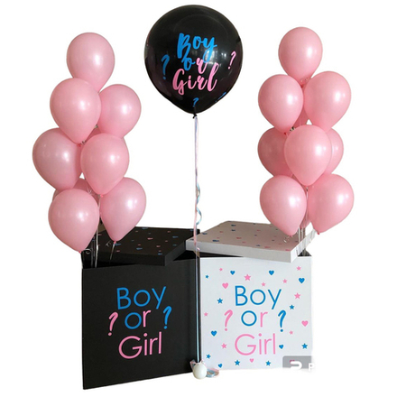 Коробка-сюрприз с шарами и индивидуальной надписью, гендер пати