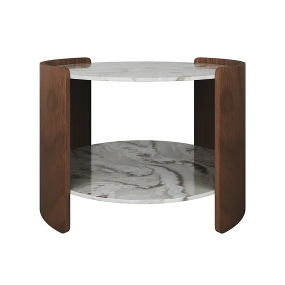 Столик Lagom Stone D 65 см высота 45 см (камень OV2, орех)