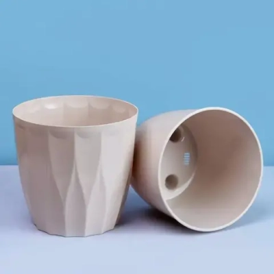 Кашпо для цветов пластиковое 1,9л d-16см «Флюте со вставкой льняной