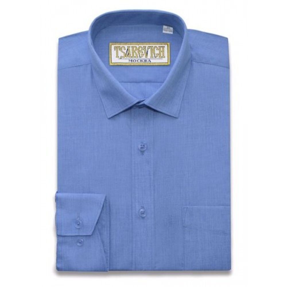 Детская приталенная рубашка TSAREVICH, цвет голубой меланж
