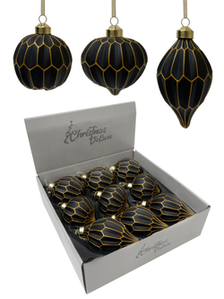 Набор елочных игрушек 8см 9шт ChristmasDeLuxe черный с золотом