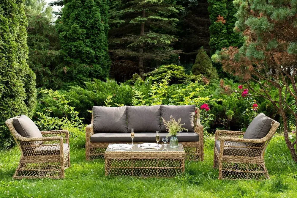 "Гранд Латте" лаунж-зона из искусственного ротанга, цвет соломенный