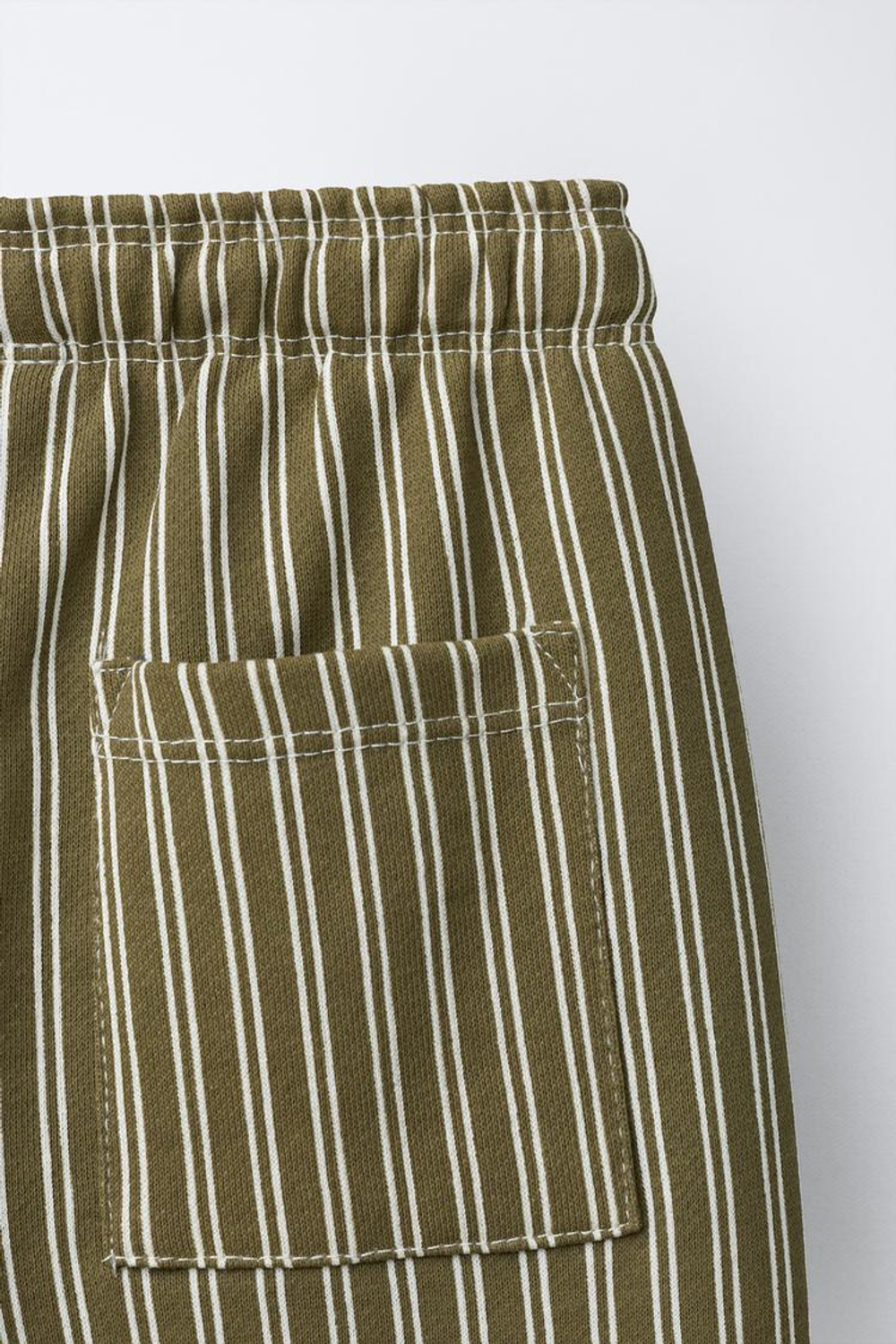 ZARA БРЮКИ ИЗ МЯГКОЙ ТКАНИ В ПОЛОСКУ, ЗЕЛЕНЫЙ