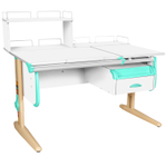 Растущая парта СУТ 25 с задними полками СУТ.15.210 и СУТ.15.240 и навесной тумбой (1200×880 мм)