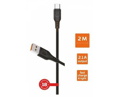 Кабель GP01T-2M USB (m)-Type-C (m) 2.0м 2.1A, черный, GoPower