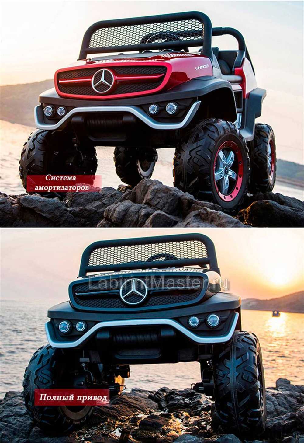 Детский электромобиль "Mercedes" UNIMOG зеленый