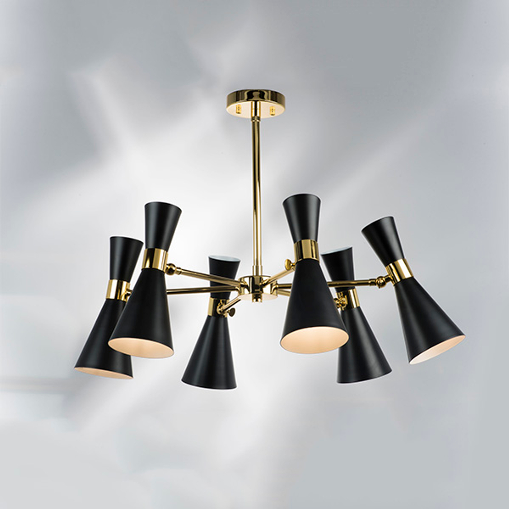816067 Люстра DUMO 6х40W E14 ЧЕРНЫЙ МАТОВЫЙ/ЗОЛОТО