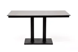 "Каффе" обеденный стол из HPL 140х70см, цвет "серый гранит", подстолье двойное черное