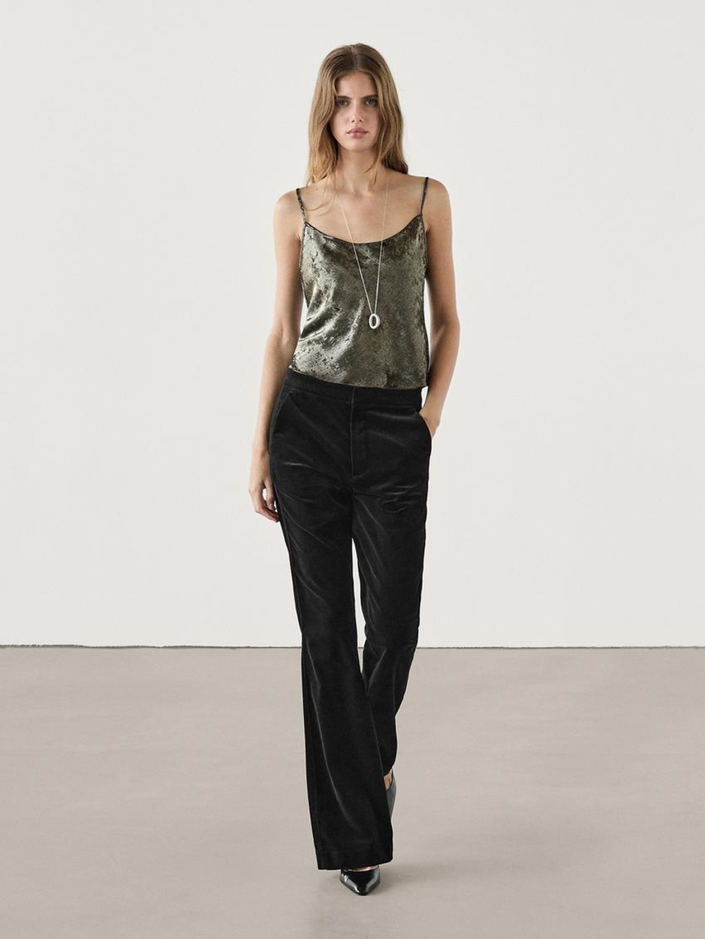 Massimo Dutti Атласный топ на бретелях, золотистый