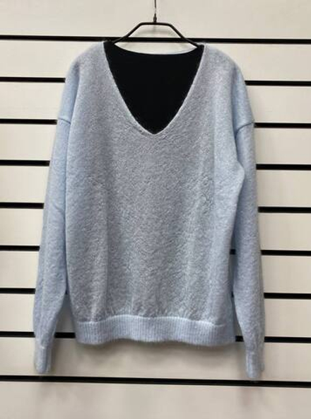 Джемпер женский V-образный Т134-04 голубой