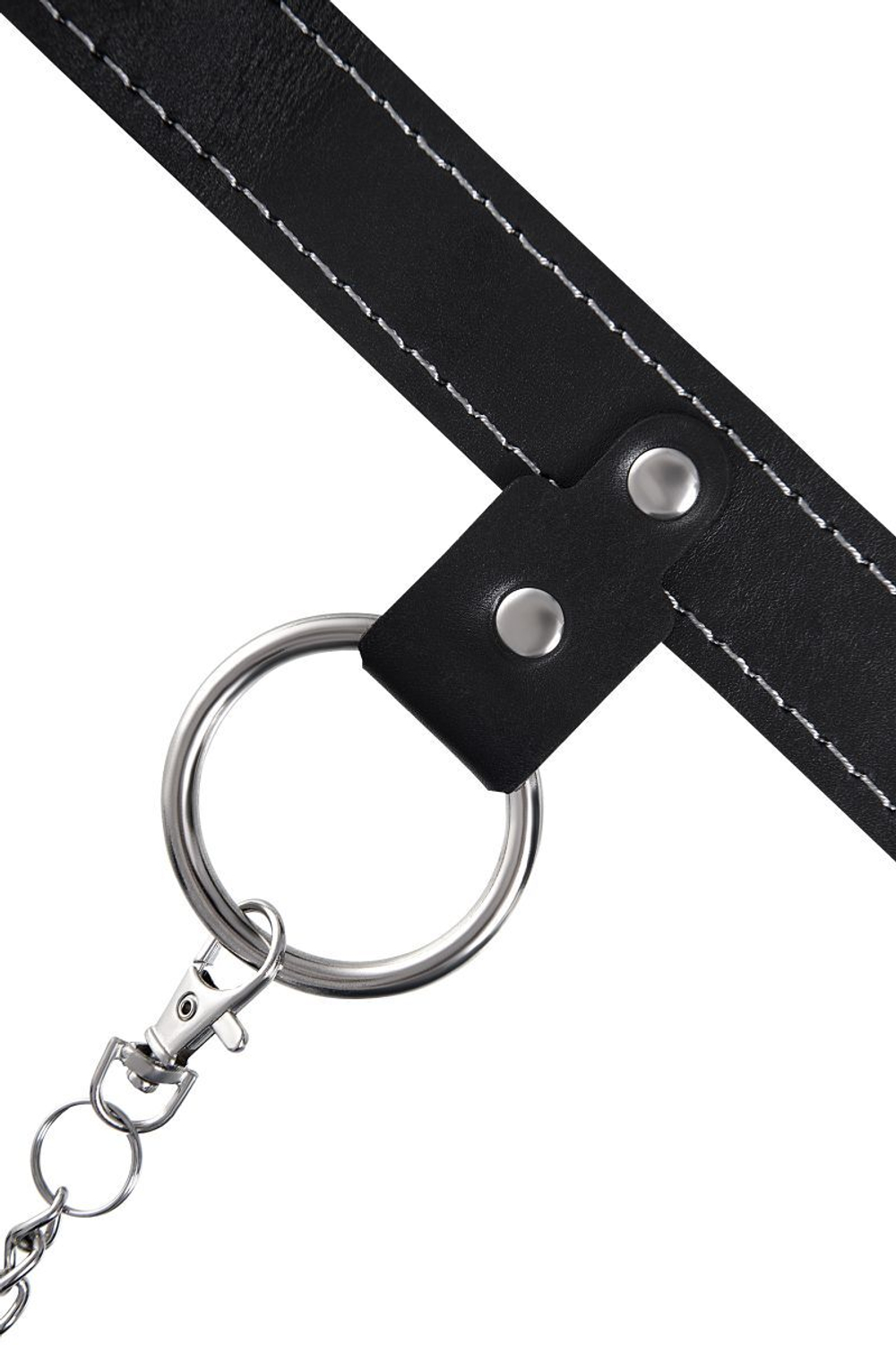 Черный однослойный узкий ошейник с поводком (Цвет: черный)