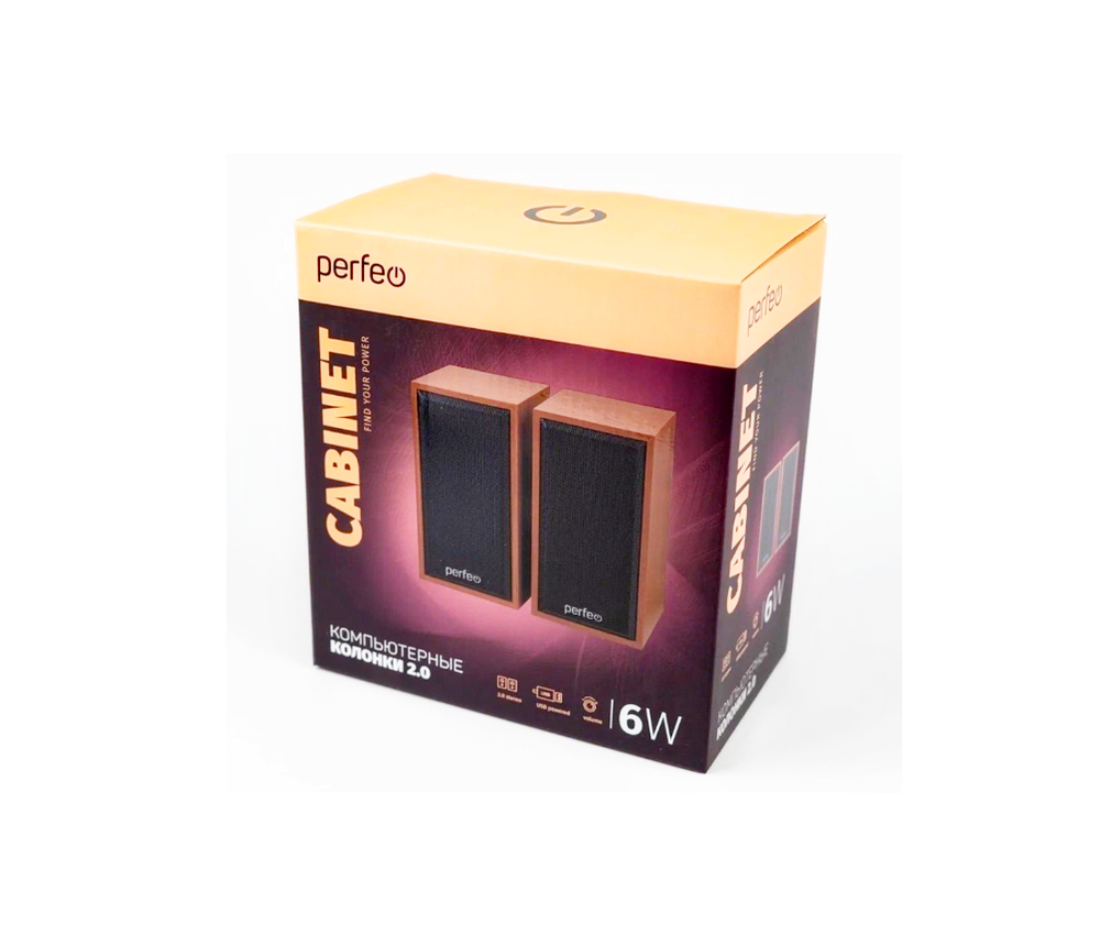 Акустика 2.0 Perfeo PF-A4326 Cabinet "бук"