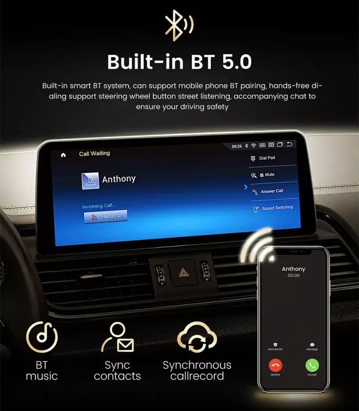 Магнитола для Toyota Camry 50 2011-2014 - Kuberg монитор 12.3" в стиле MERCEDES на Android 13, Быстрая, CarPlay, 4G SIM-слот