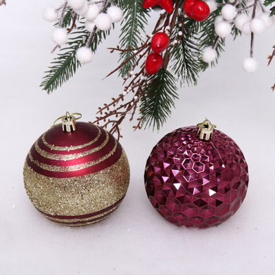 Набор шаров 8 см «Сказочный блеск» (в наборе 6 шт), Рубин
