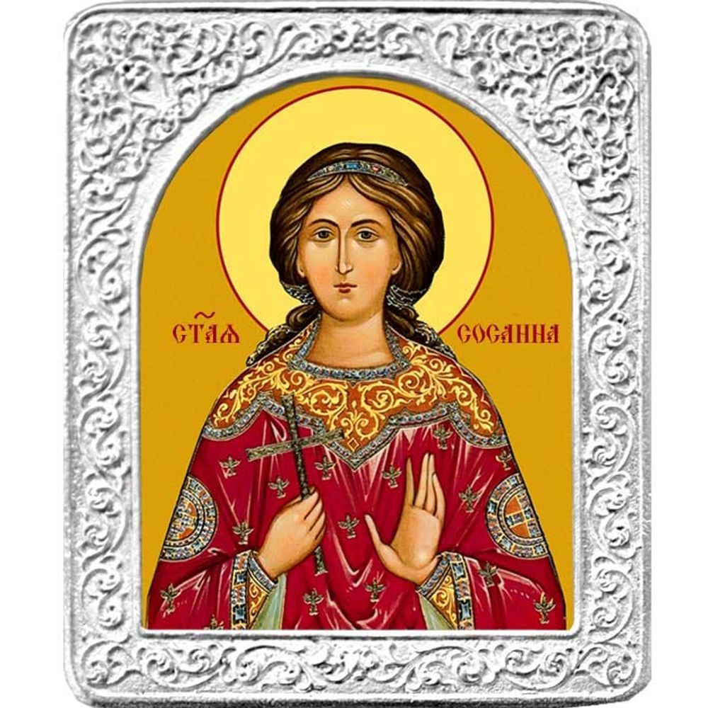 Святая Сосанна. Маленькая икона в серебряной раме.