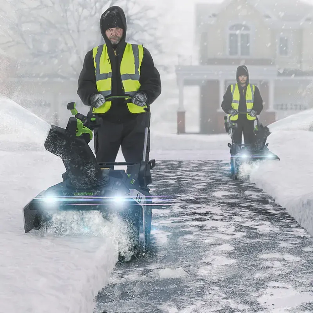Greenworks GD82STK22 82В аккумуляторный снегоуборщик (2 x 2.5 Ач, ЗУ) ковш 56 см, выброс 6 м 2602507UC