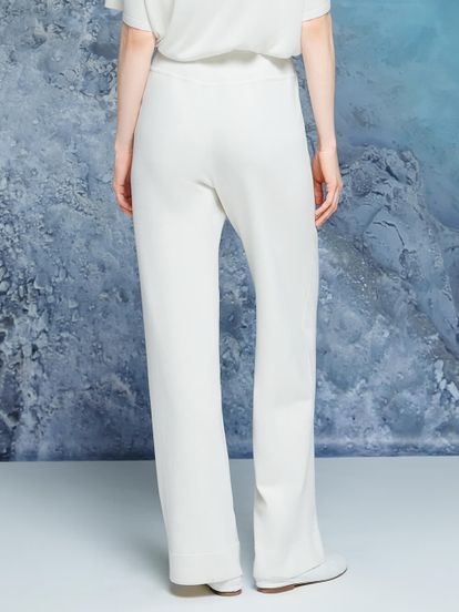Женские брюки молочного цвета из 100% шелка - фото 3