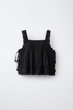 ZARA ТОП С ВЫШИВКОЙ, ЧЕРНЫЙ