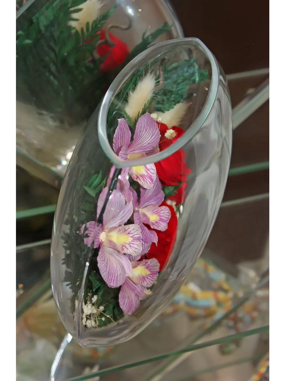 натуральные цветы в стекле, вакуум